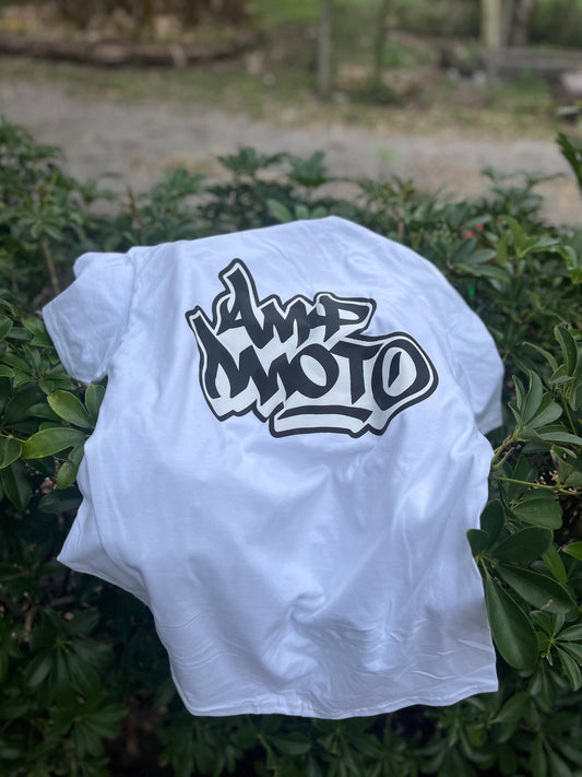 White Ampmoto tee